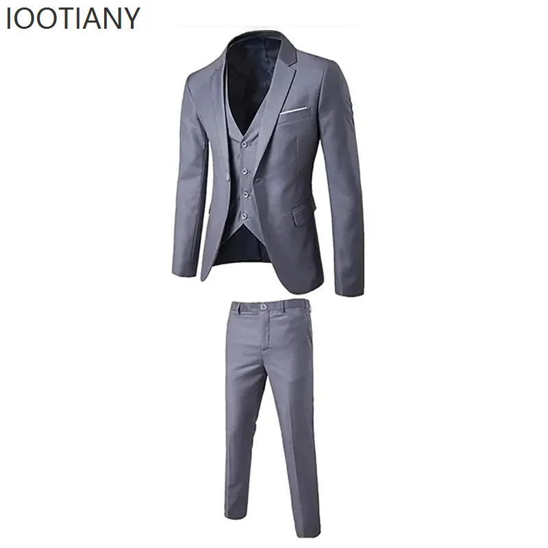 Costume d'affaires décontracté, coupe cintrée, gilet et pantalon, trois pièces, vêtements pour homme