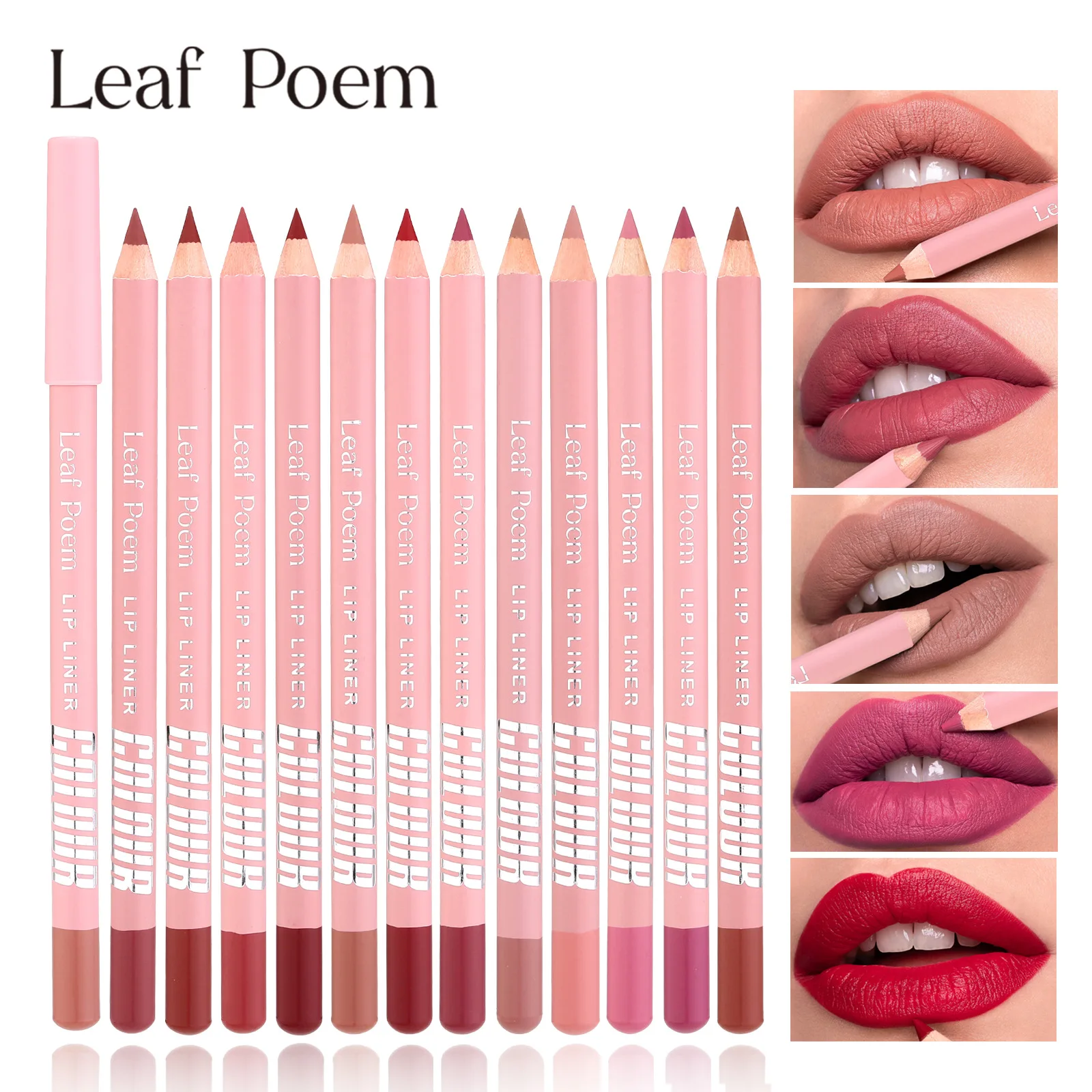 12 Colors Matte Lip Liner Pencil Velvet Waterproof Lasting Lip Pencil Contour Outline & Fill Lipstick Smudge-Proof Lip Makeup