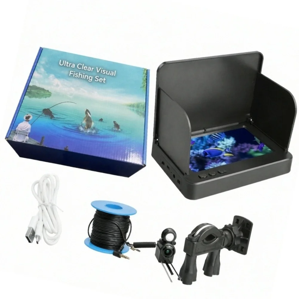 Fish Detection Camera with 4.3 inch 5.0 inch IPS Screen Sunshade and IR LED for Daylight and Low-Light Fishing