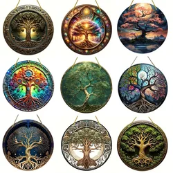 Tree of Life Classic Round Sign Decoration, Hanging Wooden Plaque, Wall/Room/Home/Restaurant/Bar/Cafe/Door/Courtyard/Garage