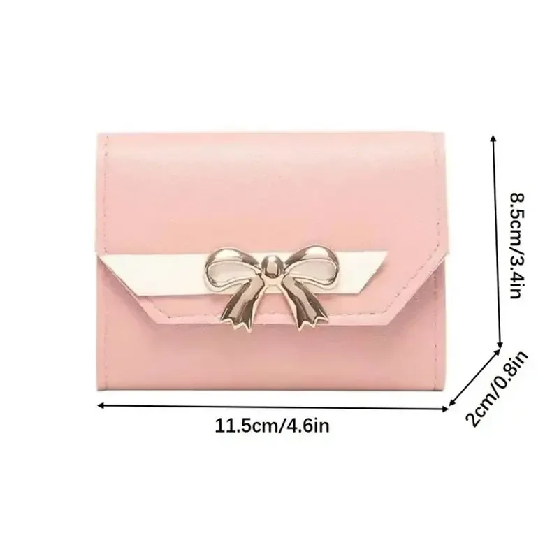 Portafoglio da donna portamonete corto da donna portatile pieghevole portamonete da donna con pochette con fiocco carino di moda portamonete da donna di qualità in pelle PU