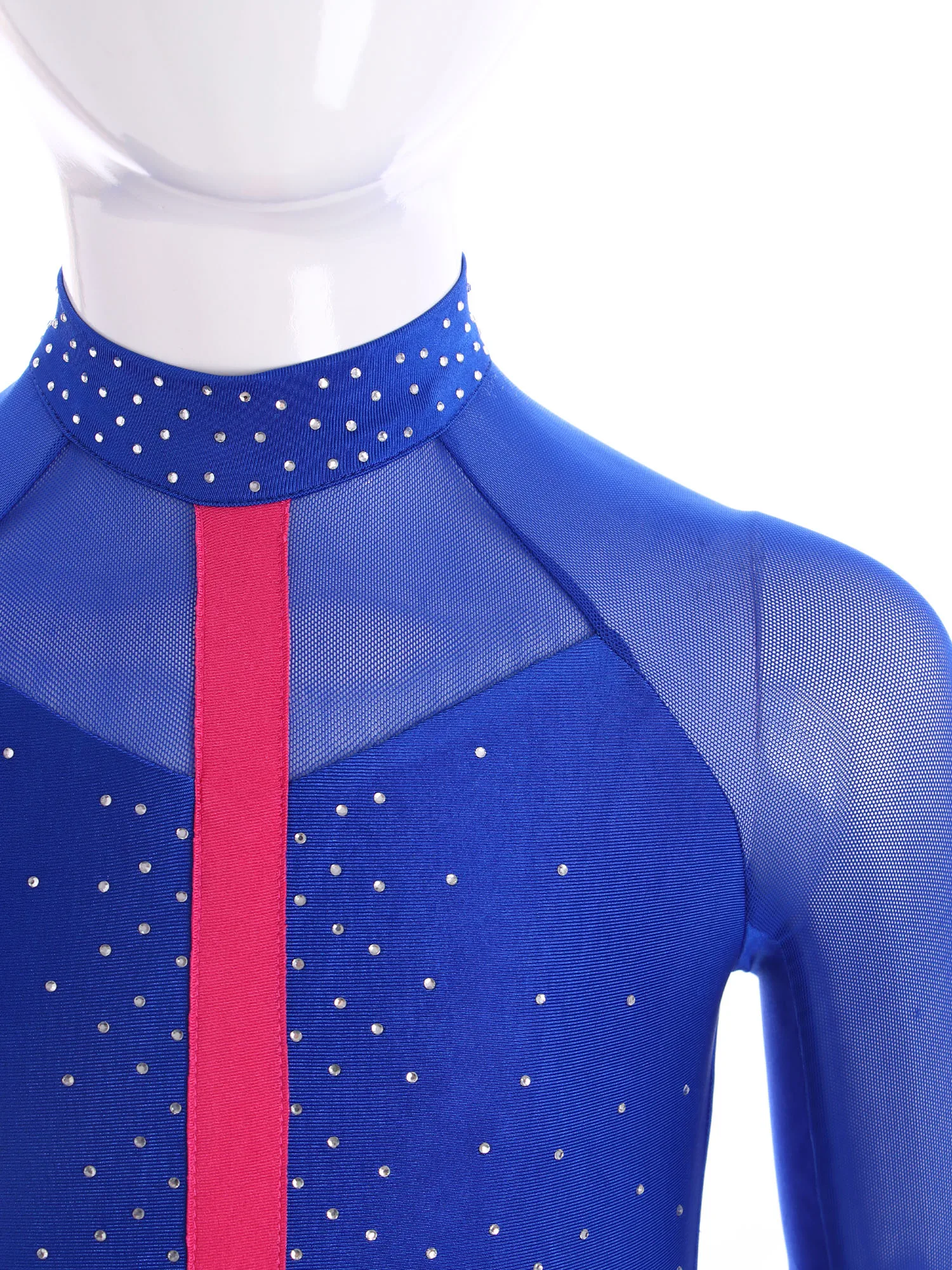 Kids Long Sleeve Rhinestone Ballet Leotards Bodysuit Gymnastics Jumpsuit For Girls Teen  Figure Ice Skating Jumpsuits Unitard