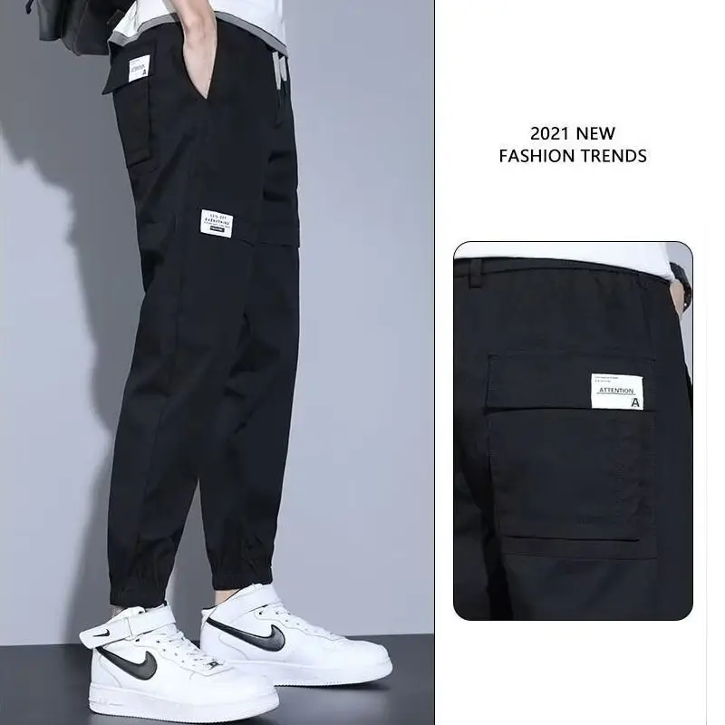 Casual Pants for Men Summer Thin Loose Tying Feet in Summer Slim Workwear Slim Feet Trousers