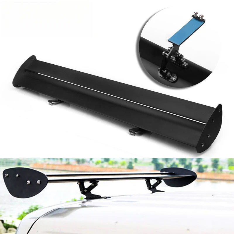Double Layer Matte Black Aluminum Alloy Trunk Rear Spoiler Exterior Styling Accessories