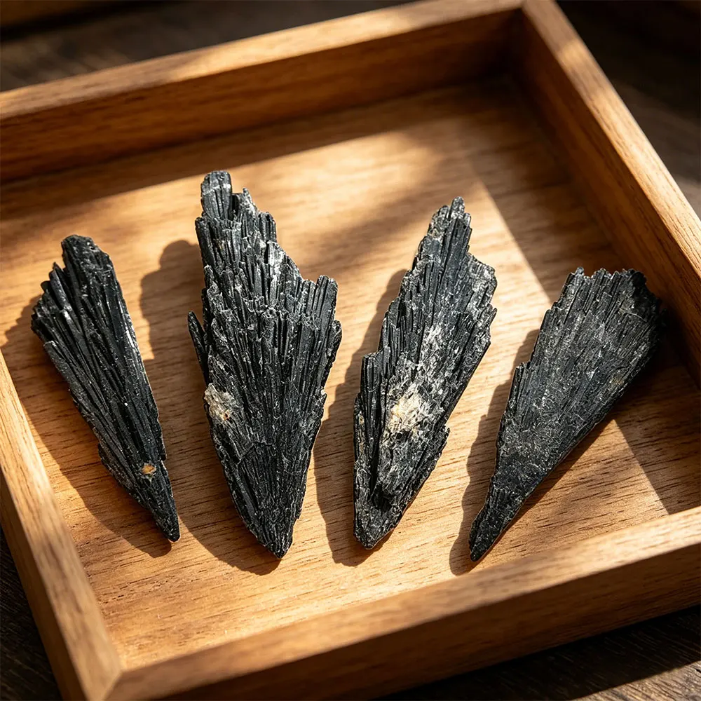 

1pc Natural Black Tourmaline Fan Shape Crystal Quartz Cluster Mineral Specimen Healing Chakra Stone Home Room Decoration DIY