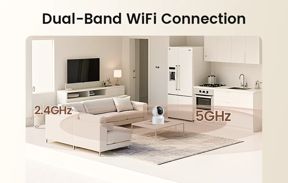 ZOSI C518 Indoor Pan/Tilt Smart Security IP Camera 2K/4K 360° Baby Pet Monitor AI Human Tracking 2.4G/5G WiFi Surveillance Cam