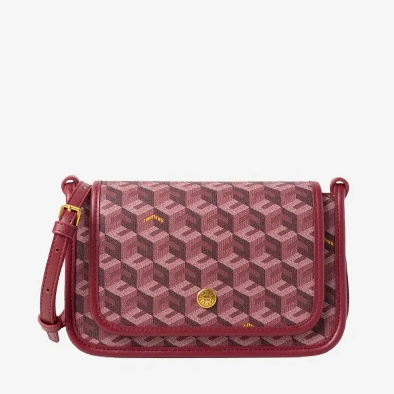 Luxury Monogram Messenger Bag Women Geometric Print 3D Cube Coated Canvas Crossbody Bag Classic Versatile Elegant Shoulder Bag