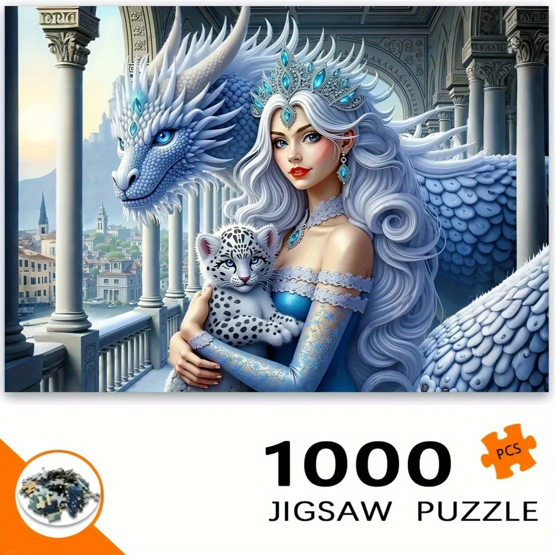

1000pcs Dragon and Beauty Dao Portable Puzzle - Challenging Difficult Level, Adult Brain Suitable for Frameless DIY, Complex P