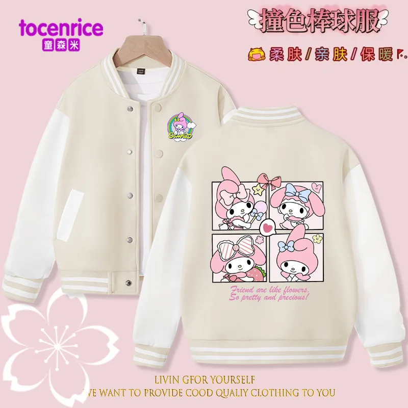 Sanrio Kawaii аниме My Melody куртка Милая мультяшная женщина весна осень пальто куртка Свободная спортивная детская бейсбольная униформа