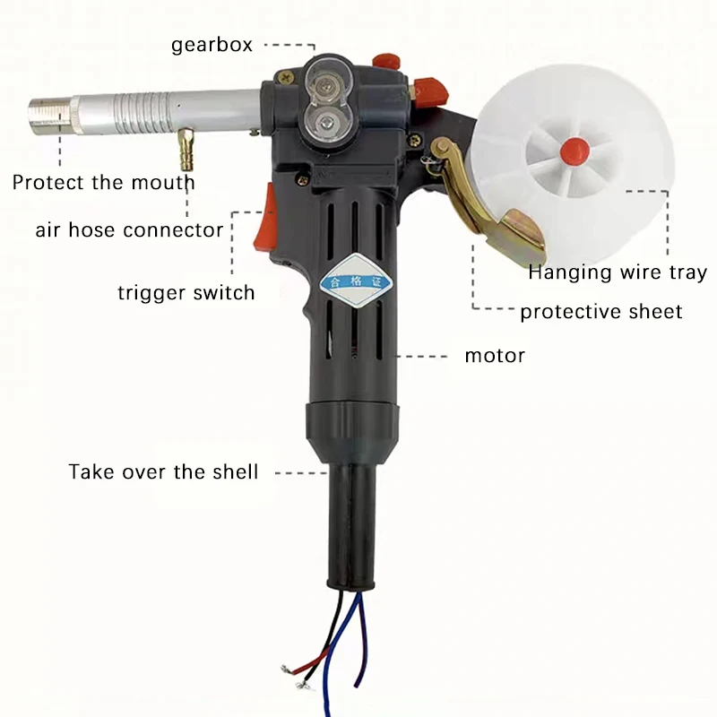 Аксессуары для газовой сварки CO2, щетка проволоки, головка сварочного пистолета в сборе NBC200A, двухступенчатый пистолет для чистки сварочной проволоки