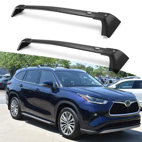 2PCS Cross Bar Fits For Toyota Highlander Kluger 2020-2025 Roof Rail Rack Cargo Bars High Quality Black