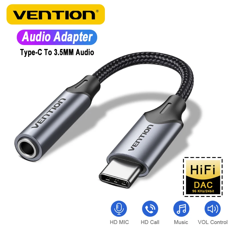 

Vention USB C to 3.5mm Jack Headphone Audio Adapter DAC Cable For Samsung Galaxy S23 Ultra S22 S21 S20 Type-C Earphone Converter