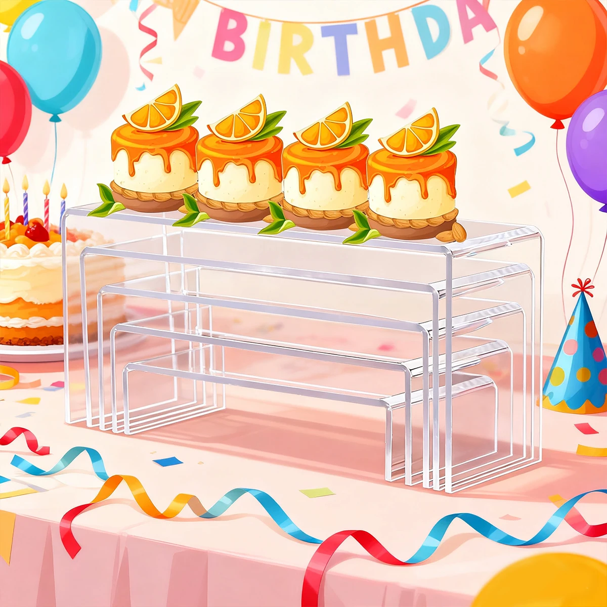 5pcs Acrylic Dessert Display Stand Durable U-shaped Display Stand Suitable for Weddings Parties Cupcakes Candies Home Jewelry - view 5