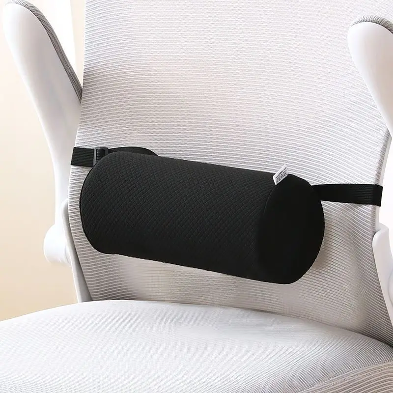 Almohadilla de soporte para la espalda, almohada ergonómica para oficina/hogar/coche con espuma viscoelástica y hebilla que soporta perfectamente la cintura