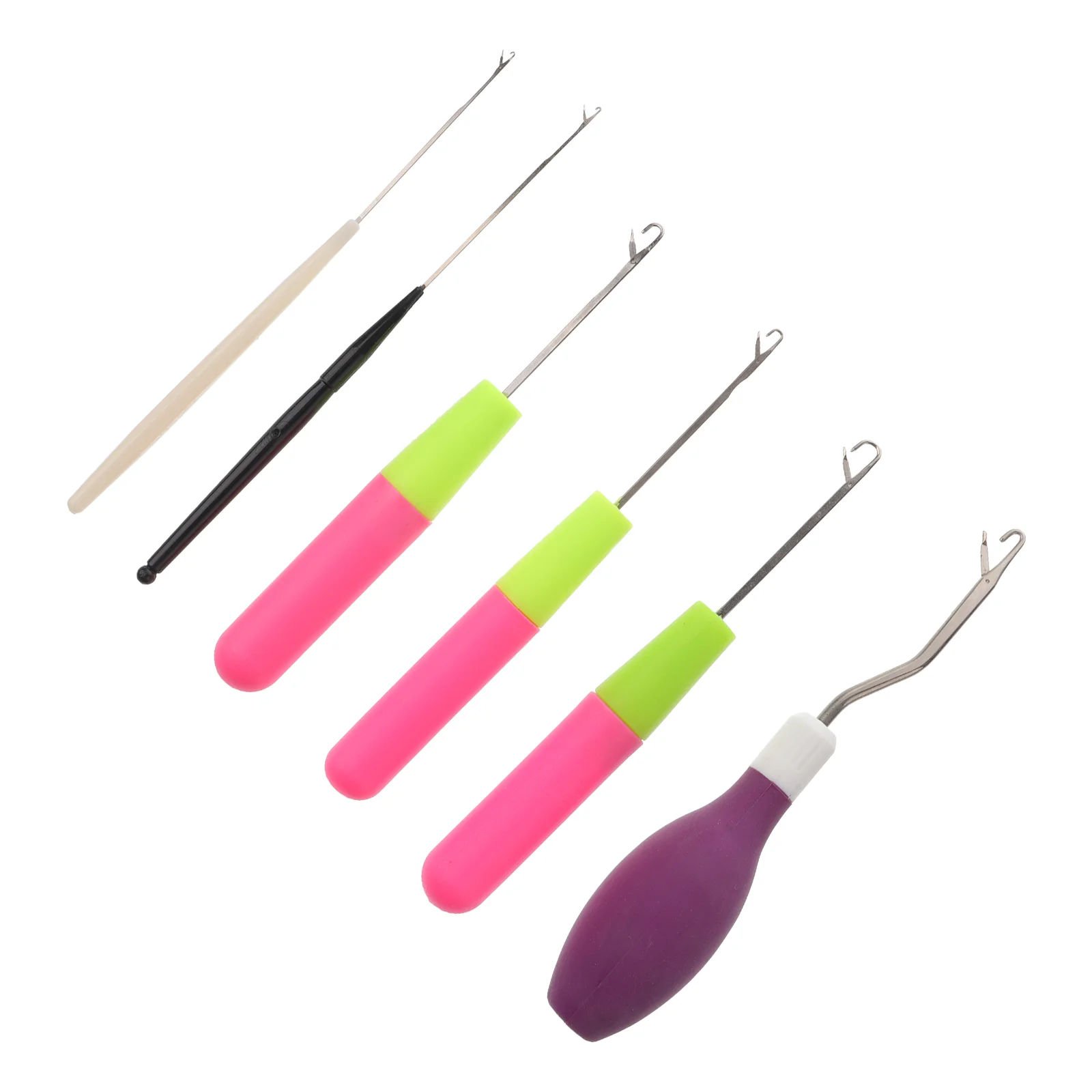 

6 Pcs Dreadlock Crochet Salon Tool Wood Handle Hair Needle Needles for European American Stainless Steel Hooks