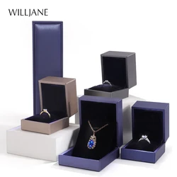 Luxury Wedding Ring Gift Packaging Box Brused PU Leather Case Jewelry Pendant Necklace Bracelet Display Storage Organizer Casket
