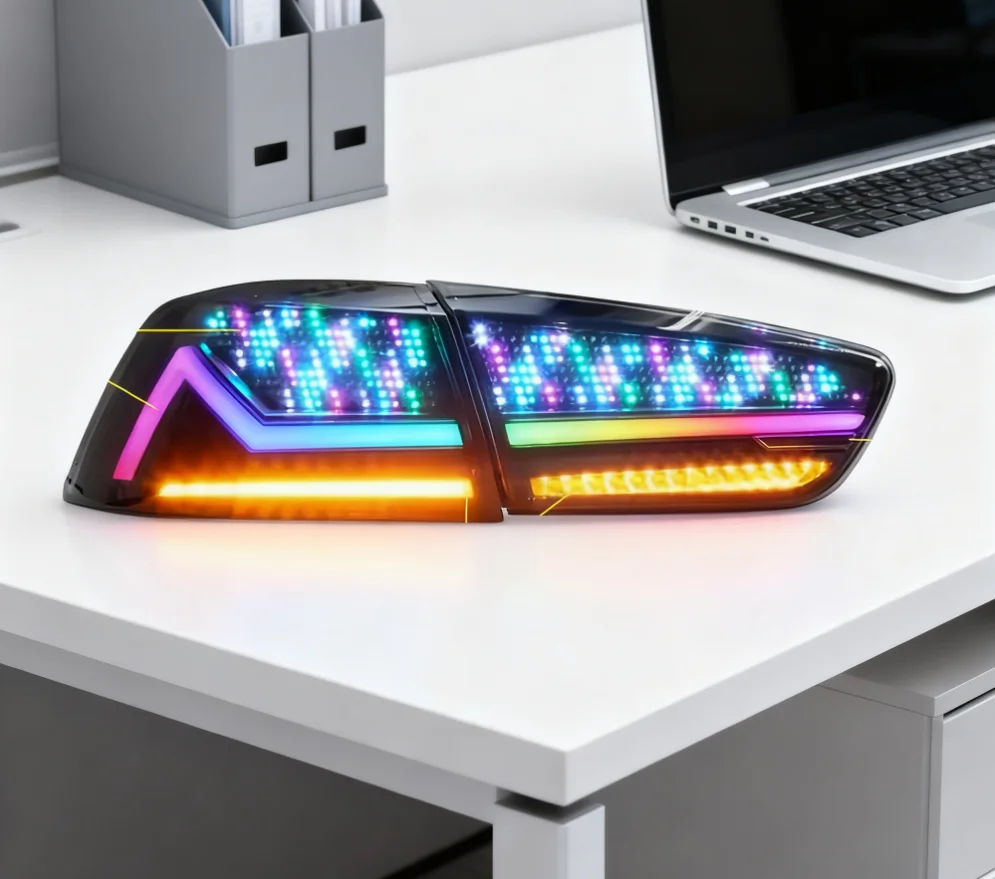Modern Style LED Tail Light with RGB Digital Control for Cars and SUVs, Clear Lens, Enhanced Brightness