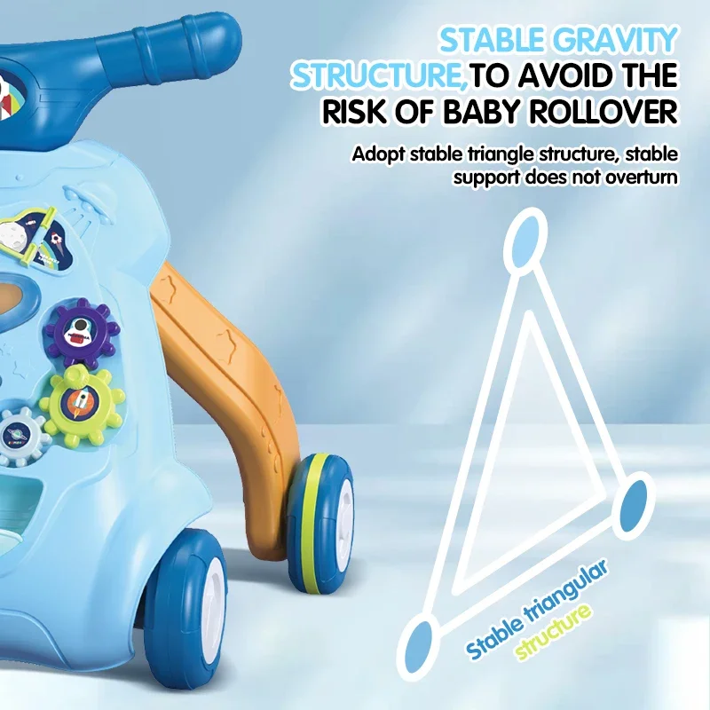 Multifuncional Baby Drag Walker Toy, Brinquedo Piscando Musical, Push Walking para a criança, Atividades da criança, Presente do brinquedo da criança, criança 0-12 meses