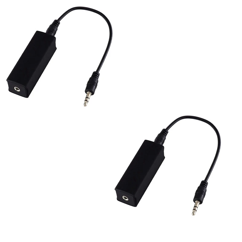 

2X Ground Loop Noise Isolator Anti-Interference Safety Accessory With 3.5Mm Cable, Stereo Car Audio Auxiliary Cable