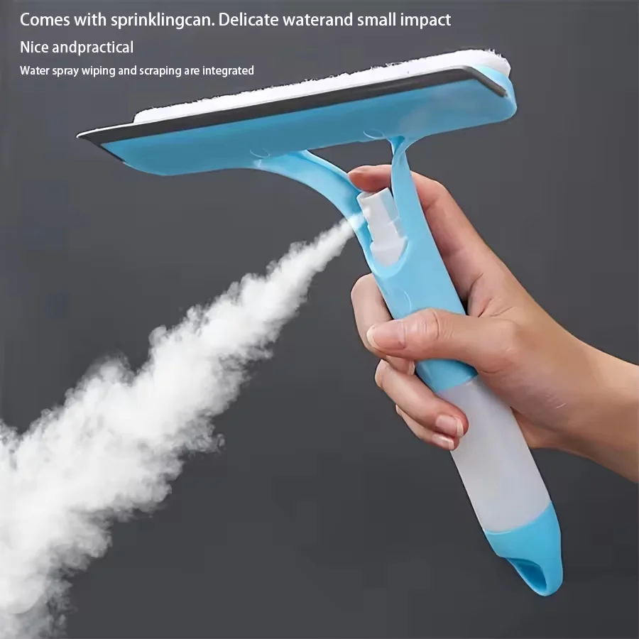1pcs Multifunctional Glass Cleaning Brush, Bathroom Mirror Cleaner with Watering Can, Window Cleaner 3-in-1 Cleaning Appliance.