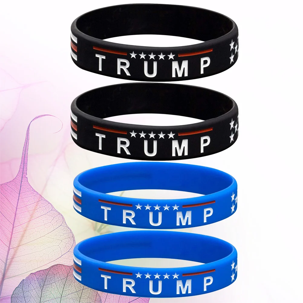 4 Pcs/1 Keep America Great Bracelets American Flag US Wristband for Woman Silicone