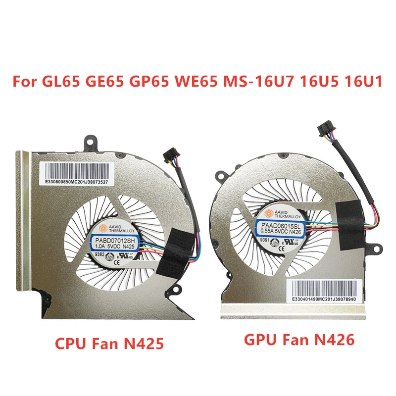 Brand Original New Laptop CPU GPU Cooling fans For MSI MSI GL65 GE65 GP65 WE65 MS-16U7 16U5 16U1 N425 N426 DC5V 1.0A