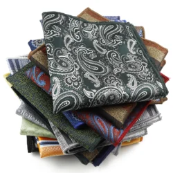 High Grade Fashion Style Jacquard Woven Pocket Square Striped Dot Paisley Bule Yellow Hanky Formal Party Suit Handkerchief Gift