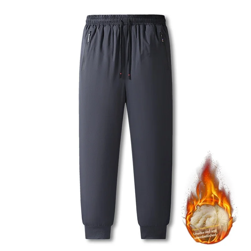 Unisex Winter  Lined Cotton Thermal Trousers Windproof Cold Resistant Warm Underpants With Knee Pads Casual Daily Bottoms