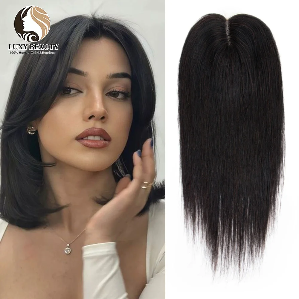 Grampo Em Hairpieces para Mulheres, 100% Remy Cabelo Humano Topper, Natural Preto, Loiro, Cabelo Castanho