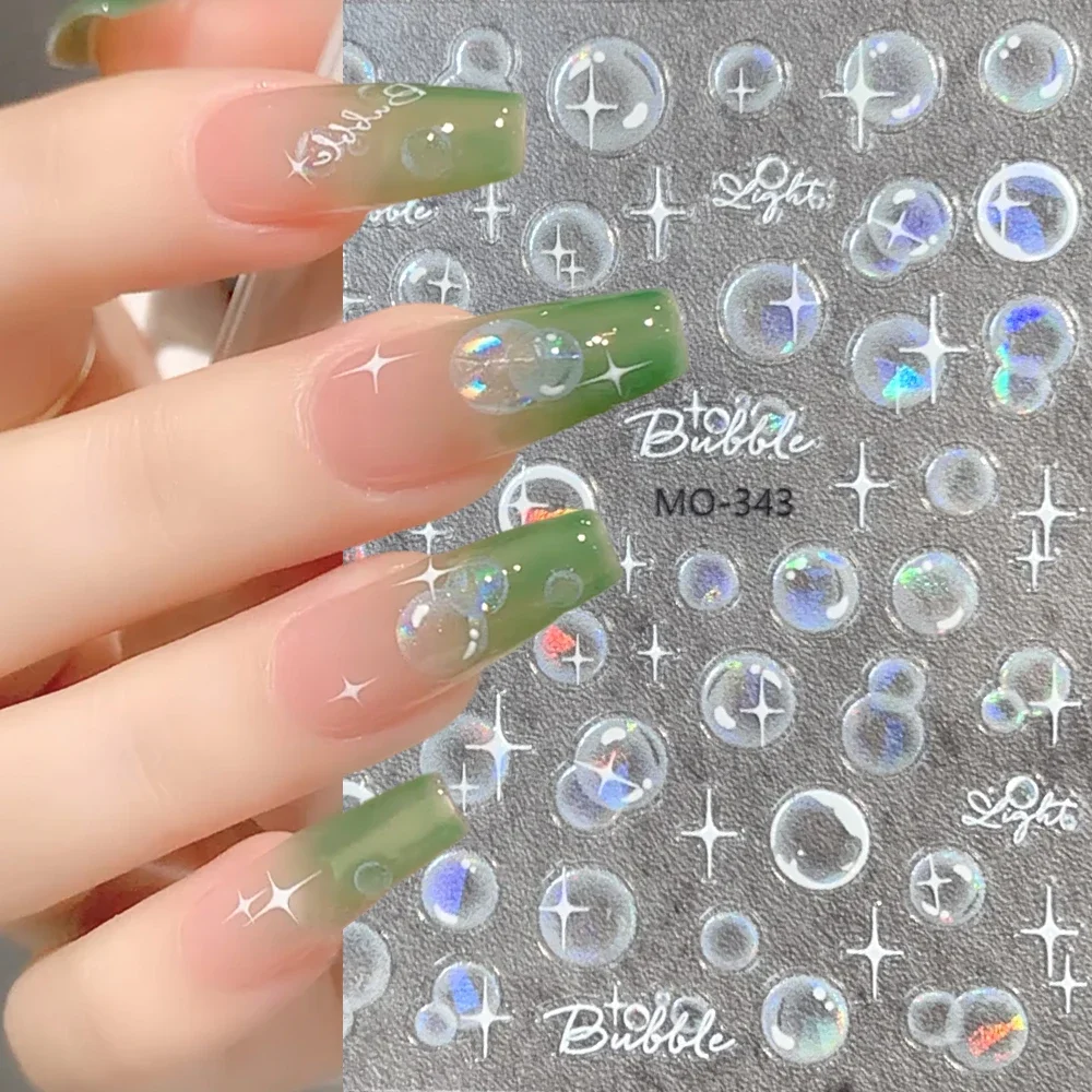 Bubbles Summer Beach Nail Art Sticker Mermaid Aurora Bubbles DIY Manicure Decal Self-Adhesive 3D Texture Nail Decoration Sticker