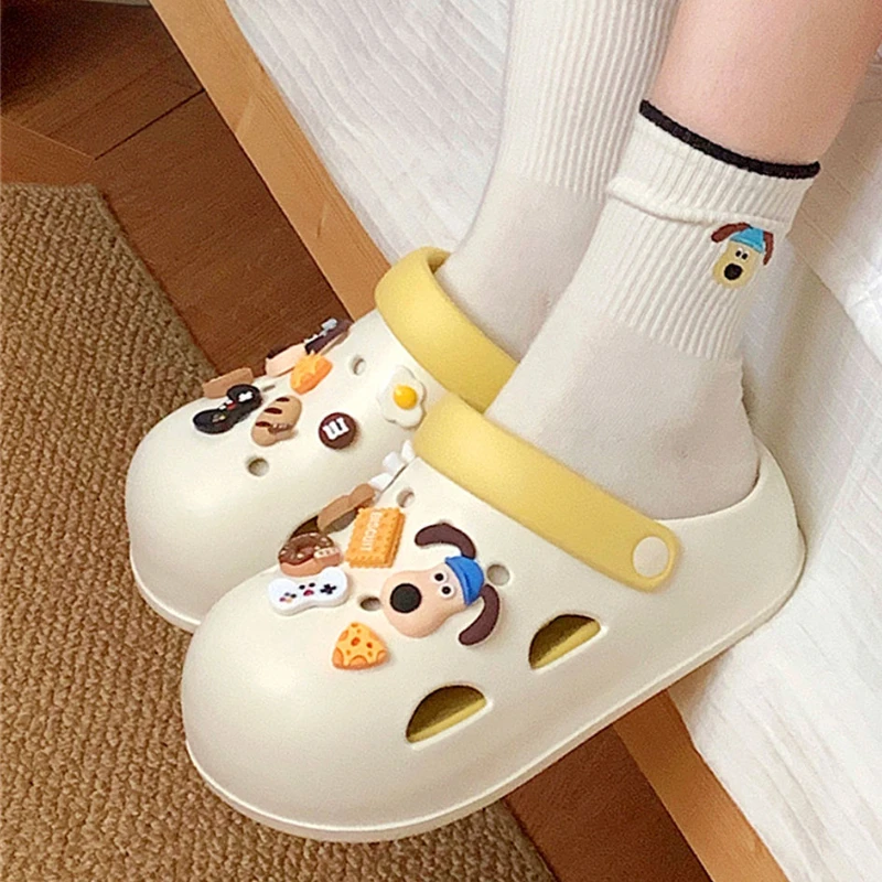 

2025 DIY Funny Dog Platform Sandals For Women Summer Garden Shoes Girls Fashion Clogs Thick Sole Female Indoor Street Slippers