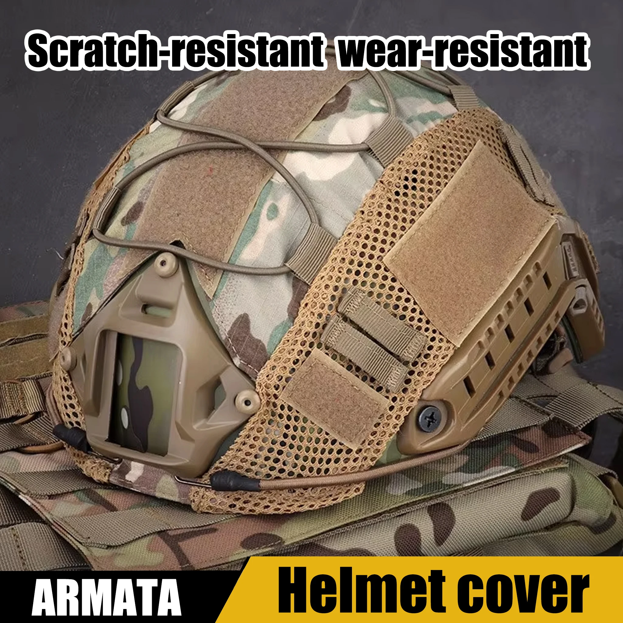 

Tactical Helmet Cover Nylon Mesh - Anti-Scratch Wear-Resistant with Strong Velcro, Outdoor Shooting Airsoft Protective Gear