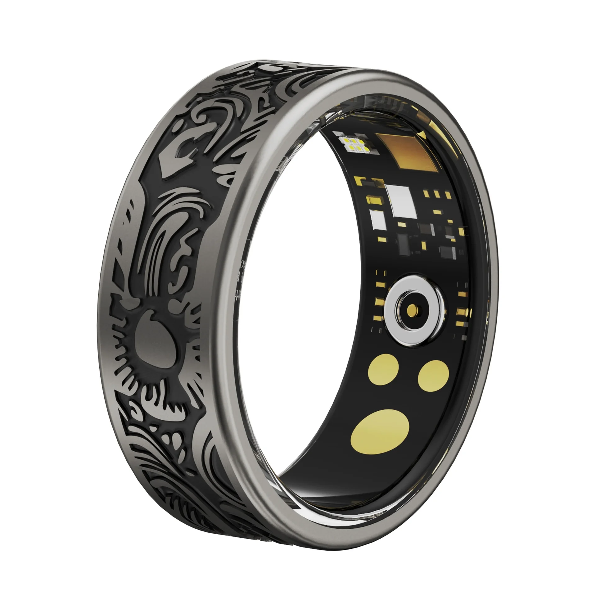 Stainless Steel Smart Ring Heart Rate Blood Pressure Blood Oxygen Sleep Monitoring Exercise Tracking Android for Compatible