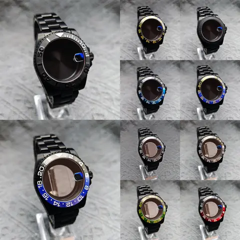 40MM NH34 NH35 36 38 39 Black Stainless Steel Case Oyster Strap Yacht Master 28.5mm Dial Sapphire Glass SUB GMT