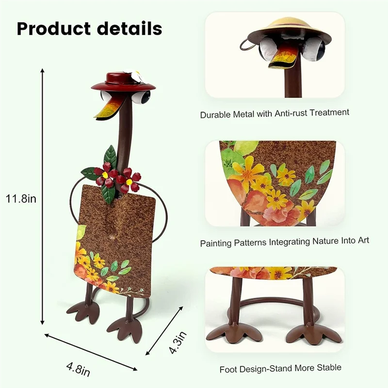 Quality! Cute Fairy Garden Decor, Cute Duck Garden Statues, Cute Duck Garden Art Shovel Spade Art Craft Decoration A