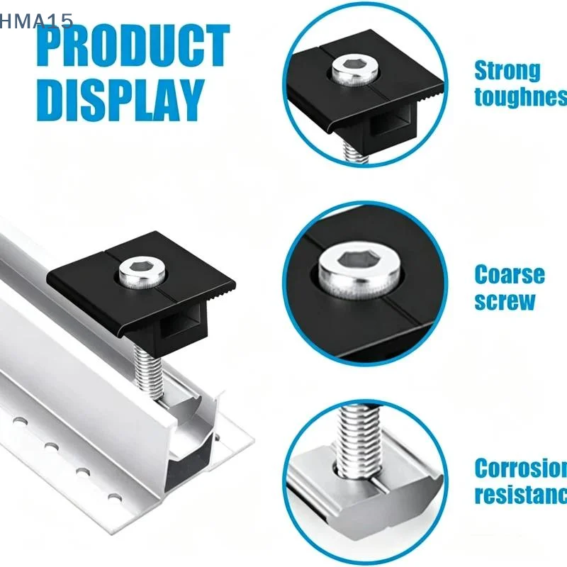 【YA】Solar Panel Mounting Clamp Heavy Duty Aluminum Quick Installation For Rooftop