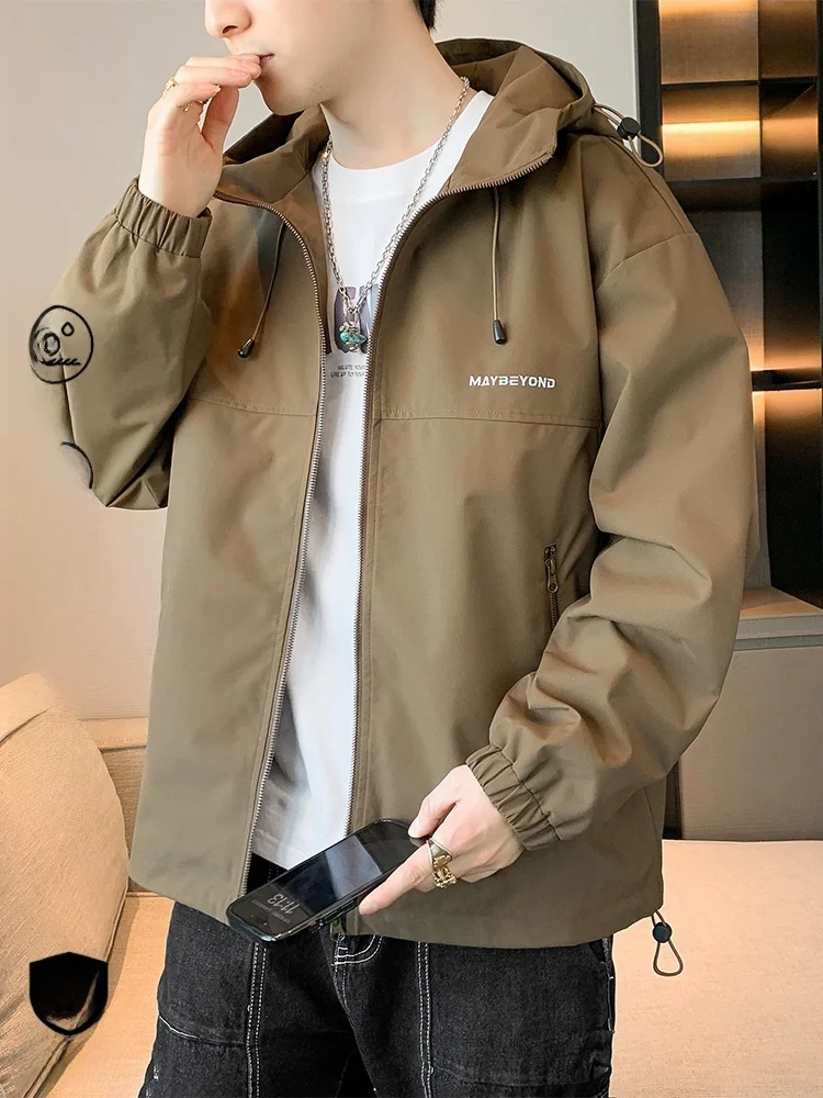 

New 2025 American Sle Men's Casual Sportswear Jaet Windbreaker Coat Spring Autumn Polyester Fiber Long Sve Zipper Closure