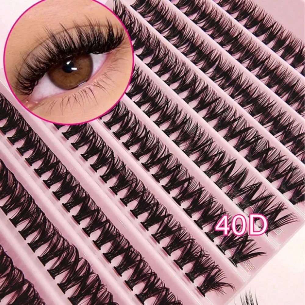 40D Wärmebundene falsche Wimpern, gemischt, natürlich, dick, dicht, lockig, gefälschte Wimpern, individuelle Cluster-Wimpern, Make-up-Zubehör