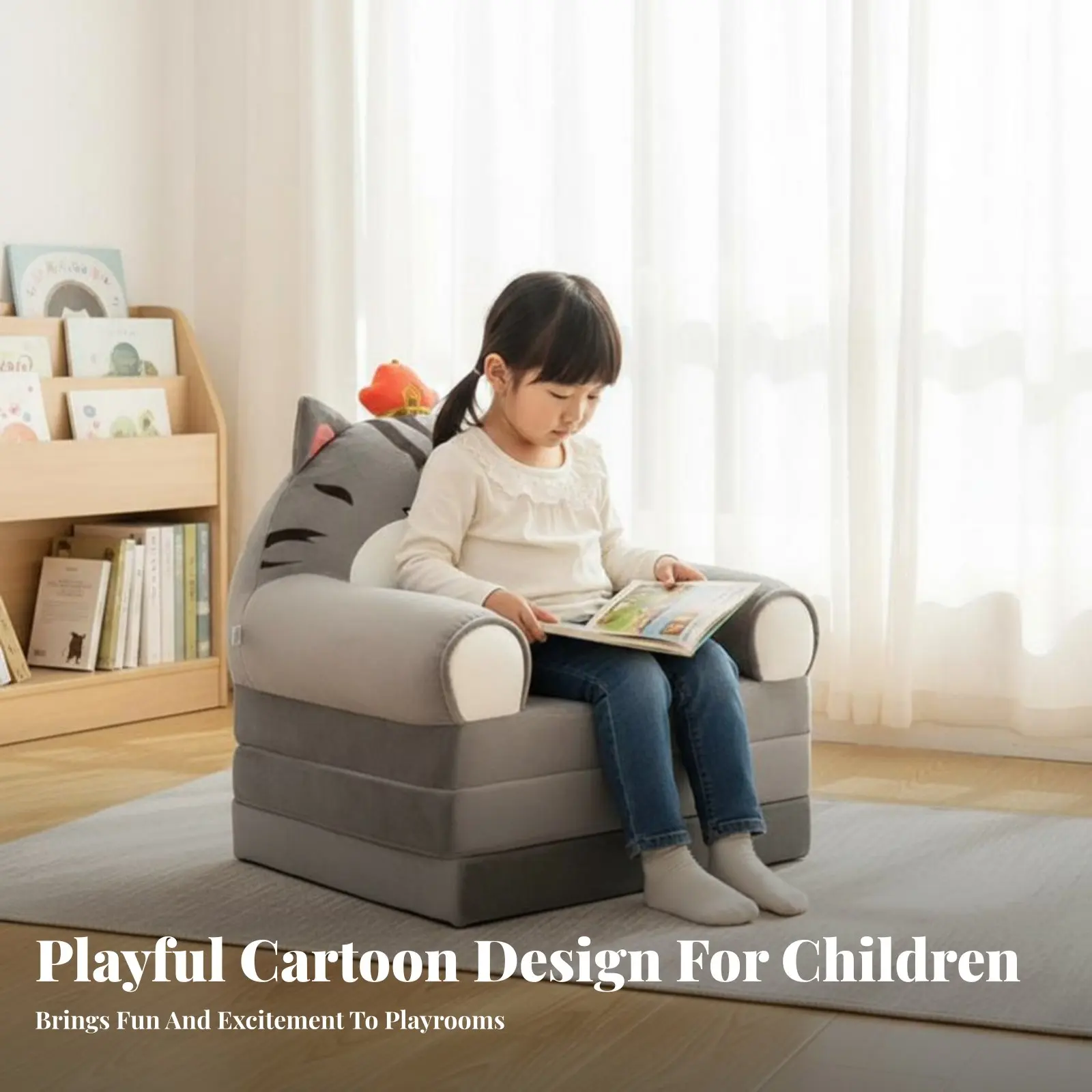 

Трансформируемый раскладной диван-лежак со съемным и моющимся чехлом, с изображением мультяшного персонажа Чайлд, с наполнителем из пенополиуретана высокой плотности