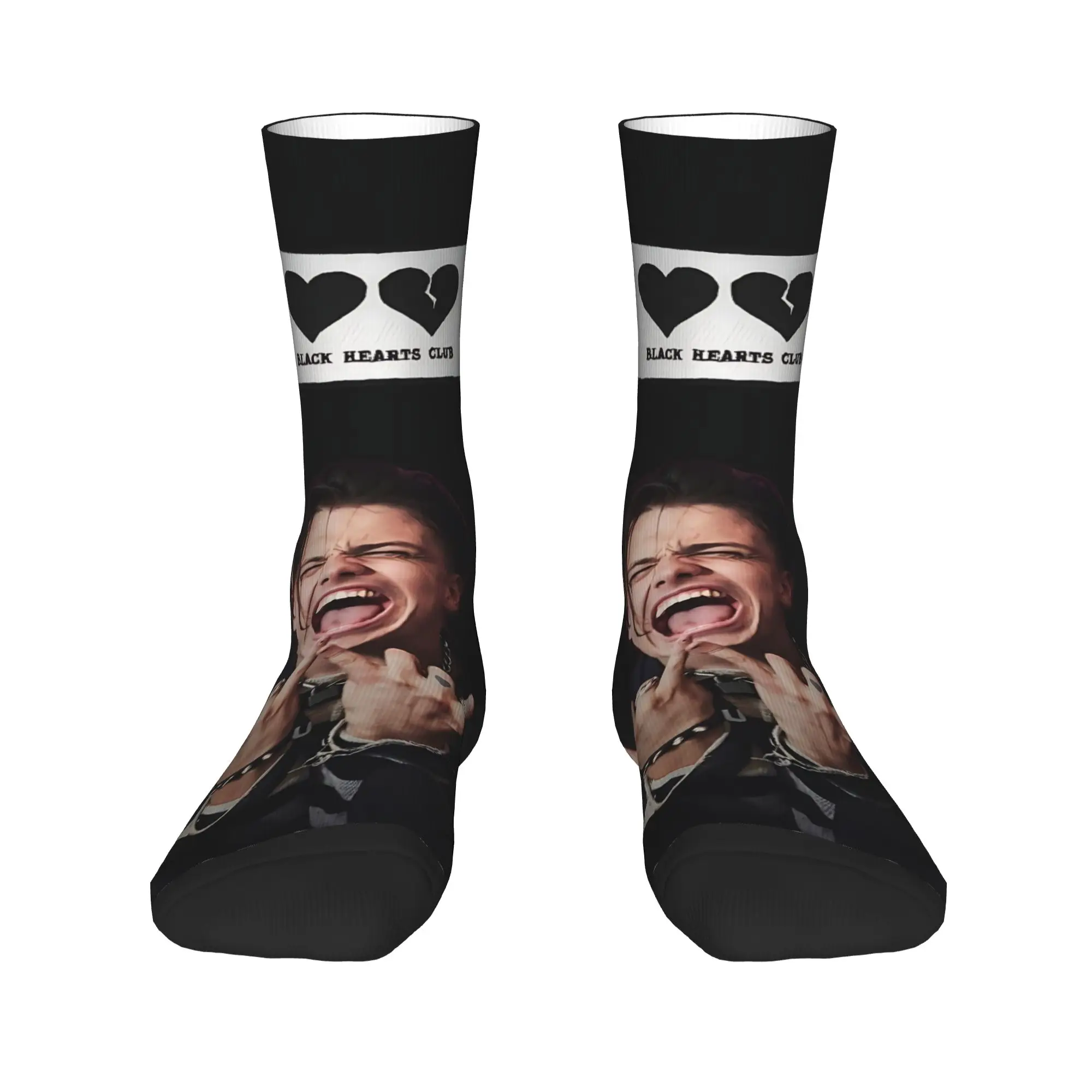 1 Pair Hip Hop Vintage Black Hearts Club Broken Heart Crazy Men's Socks Unisex Y-Yungblud Printed Funny Novelty Happy Sock Gift