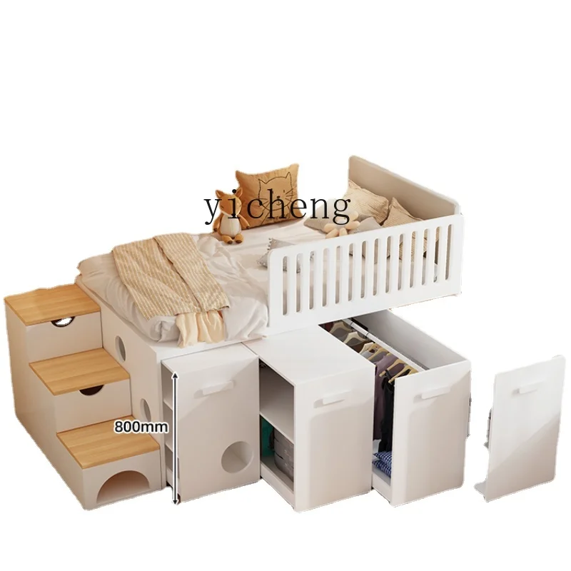 Zf Children's Half-Height Bed Wardrobe Integrated Bed Cat Nest Bed Pull-out Wardrobe with Desk