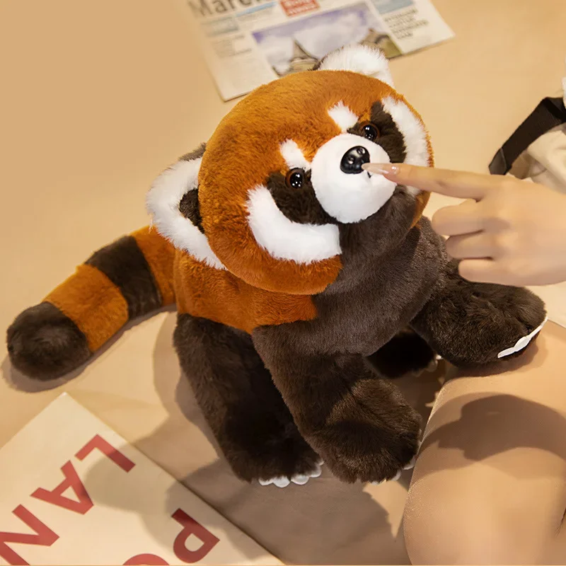 Raccoon สัตว์ป่าตุ๊กตาตุ๊กตาตุ๊กตาของเล่นตุ๊กตาแพนด้าแดงนั่งและนอน Plushie เช่นจริงเด็ก Appeasing ของขวัญ