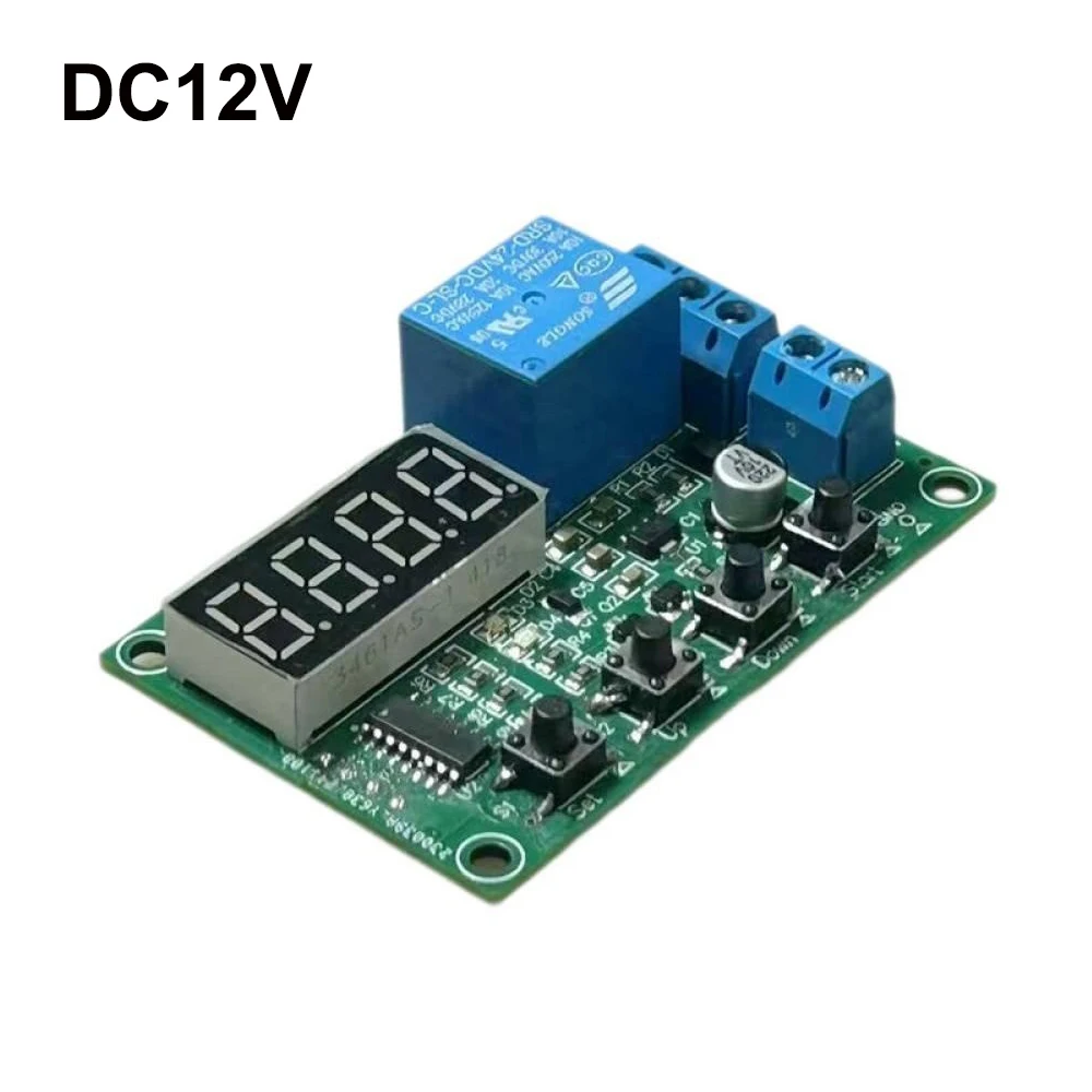 DC12V/24V 10A Cycle Time Relay Module MOS 4 Red Digital Display LED Digital Time Delay Relay 0.1S-999.9S On-off Time Relay Board