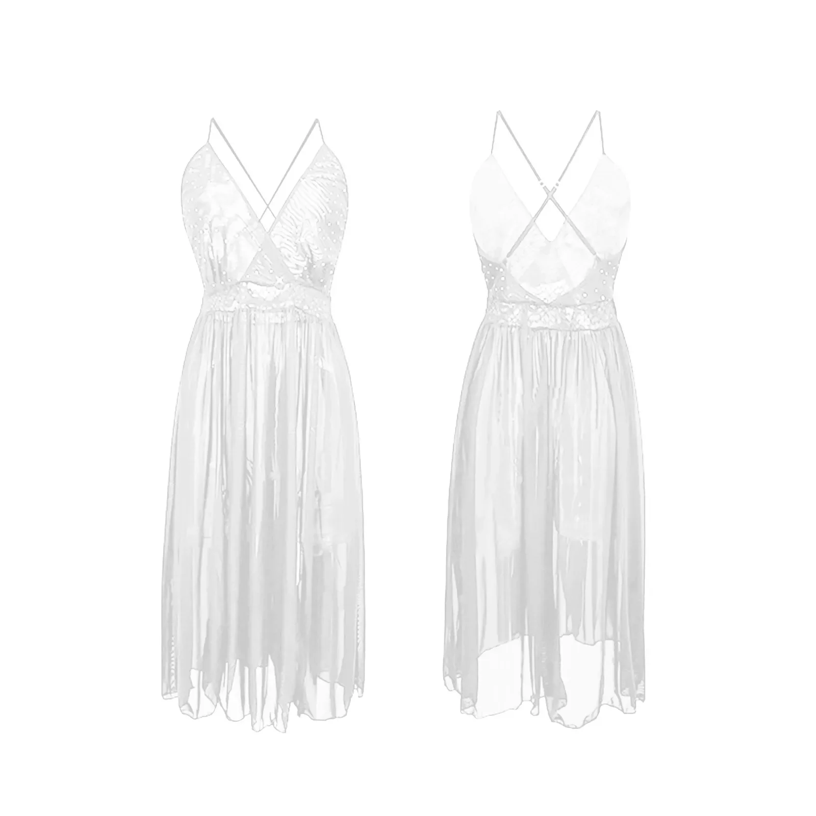 Glamorous Long Sheer Nightgown Sparkling Mesh Slip Dress Transparent Sexy Lingerie Nightdress Evenings Sexy Nightwear Women