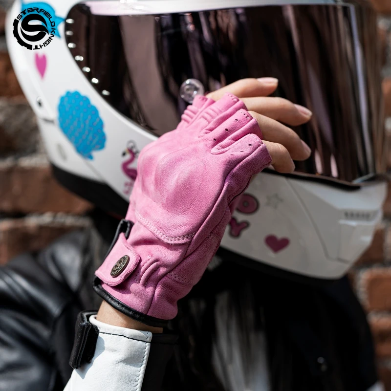 Star Field Knight Half Finger Motorcycle Gloves Men Women's Riding Protective EquipmentSummer Breathable Non-slip Wear-resistant