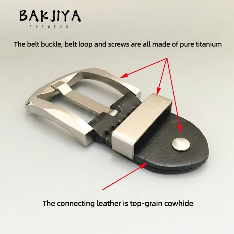 

TA1 Solid Titanium Buckle Men's Leather Pin Buckles Belt, Durable Rustproof Hypoallergenic Belt Clasp Head 40mm Wide Waistband