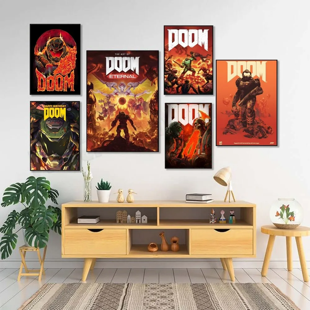 Game A-DOOM-Eternal Poster HD art sticky wall waterproof home living room bar decoration