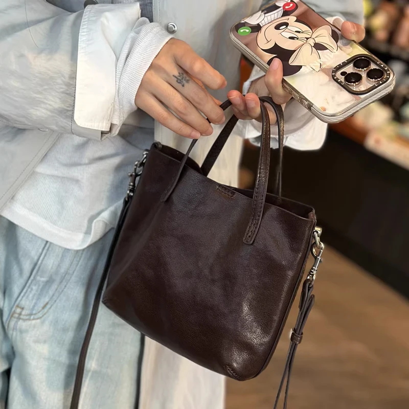 

Fashion Underarm Cowhide Genuine Leather Handbags Women Vintage Shoulder Crossbody Bag female Luxury High Quality Tote Bags