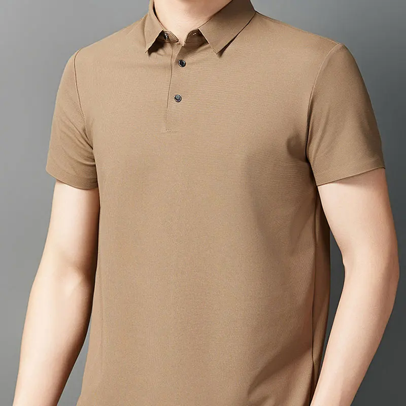 

Men's Clothing Solid Color Polo Shirts All-match Short Sleeve Summer Polo-Neck Fashion Button Business Casual Straight T-shirts