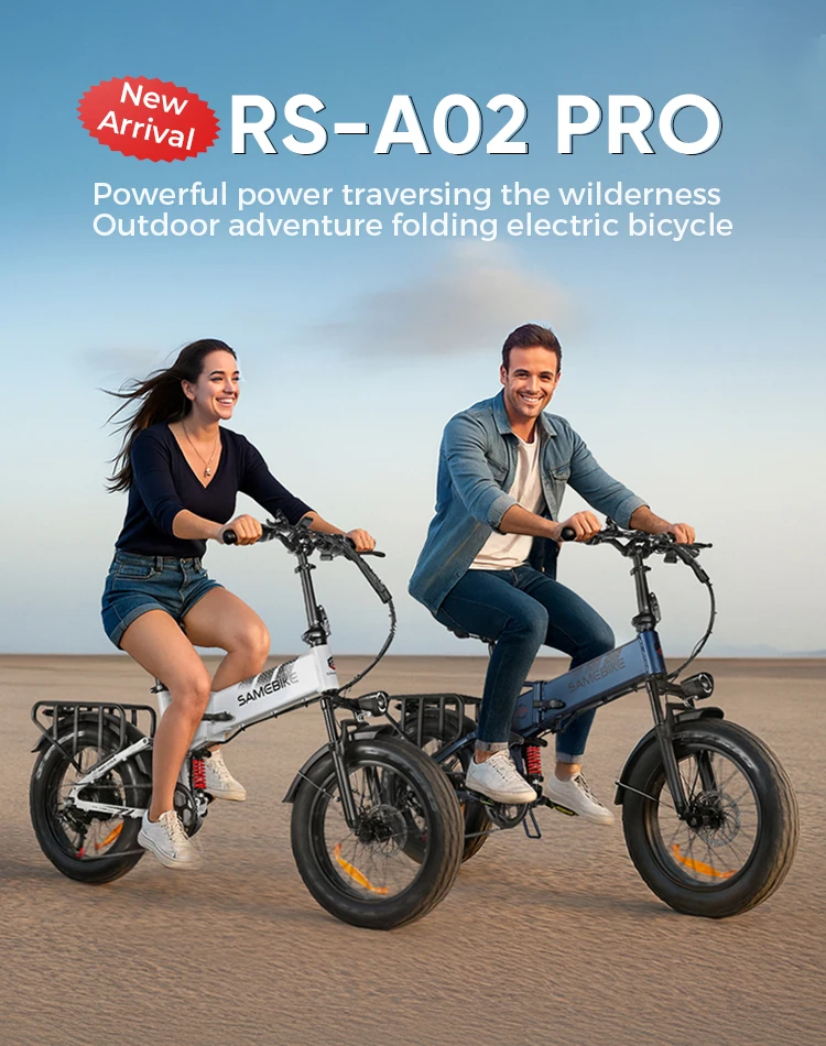 2026 SAMEBIKE RS-A02PRO 1000W 48V15Ah Herausnehmbarer Lithium-Ionen-Akku 20×4,0 Zoll Fatbike Klappbares Elektrofahrrad für Offroad-Abenteuer mit Vorderradgabel-Federung und Sitzfederung 7-Gang